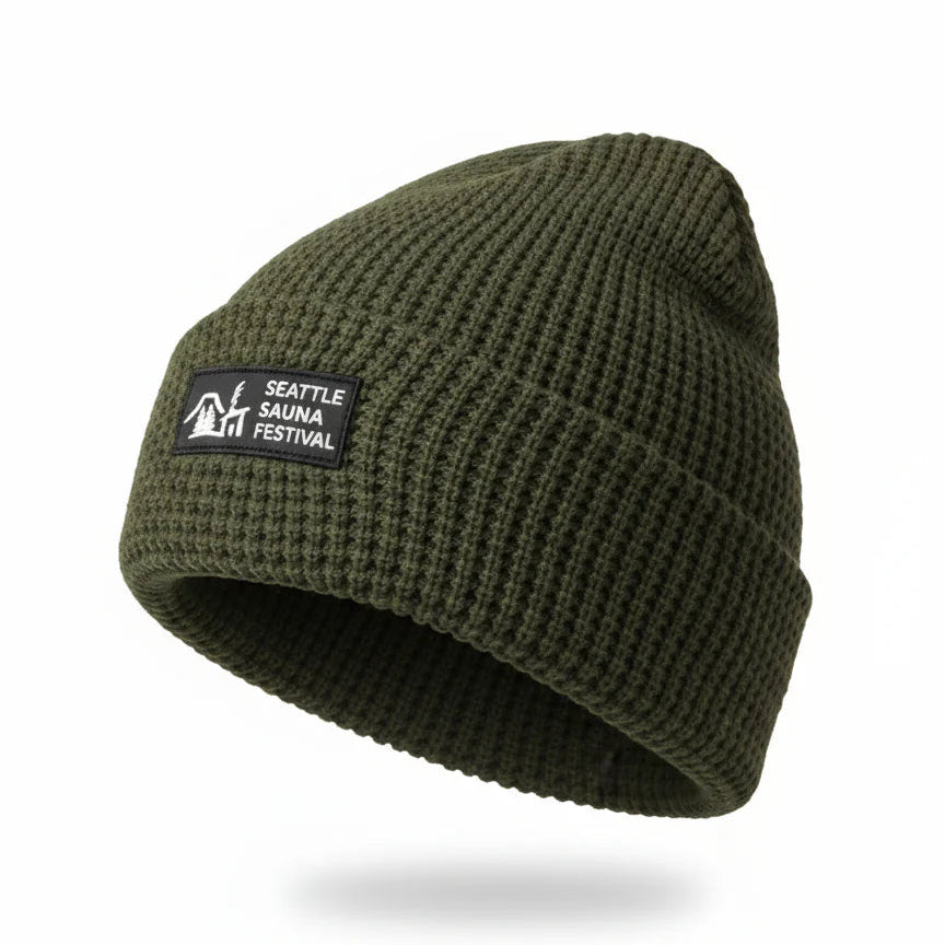 Seattle Sauna Festival Waffle Knit Beanie