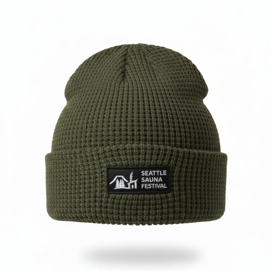 Seattle Sauna Festival Waffle Knit Beanie