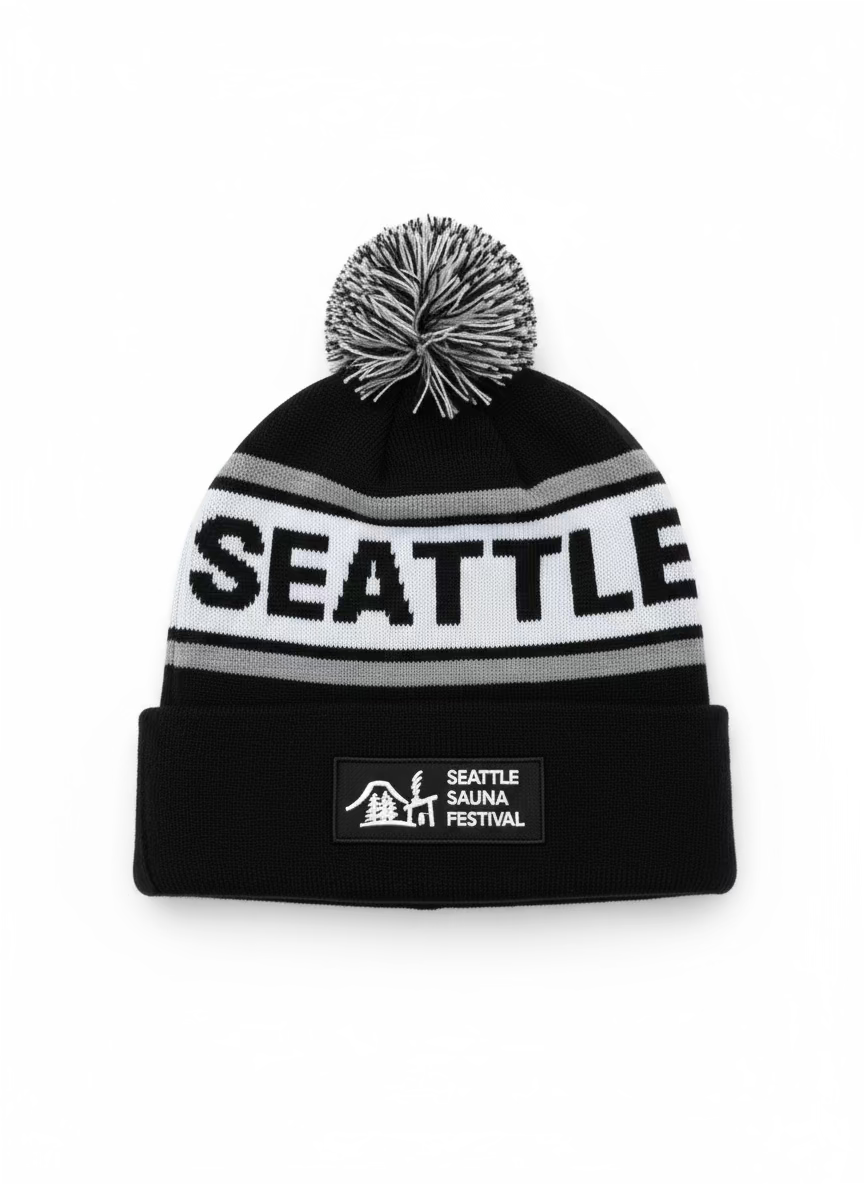 Seattle Sauna Festival Pom Beanie