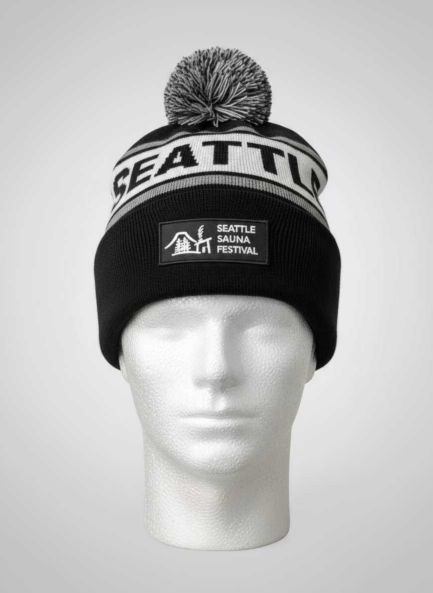 Seattle Sauna Festival Pom Beanie